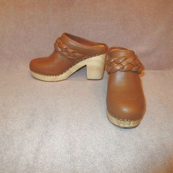 Dolce Vita Hila Braided Mule Clog Size 6.5 Wood Heel Saddle Leather Platform - Picture 1 of 12